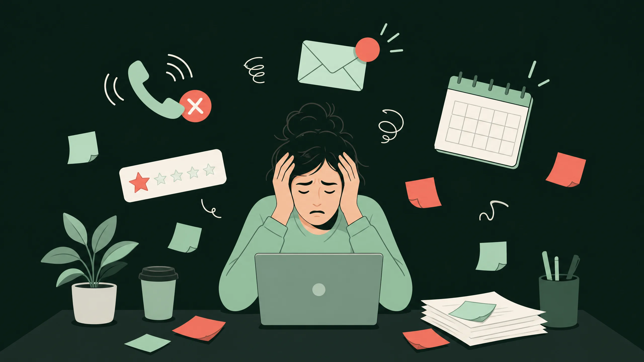 Small business owner overwhelmed by disconnected tools